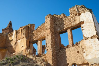 İspanyol İç Savaşı sırasında İspanya 'nın Zaragoza eyaleti Aragon' da bombalanan Belchite harabeleri..