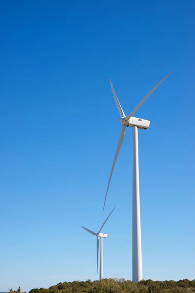 Moinhos Vento Para Produção Energia Eléctrica Província Zaragoza Aragão Espanha — Fotografia de Stock