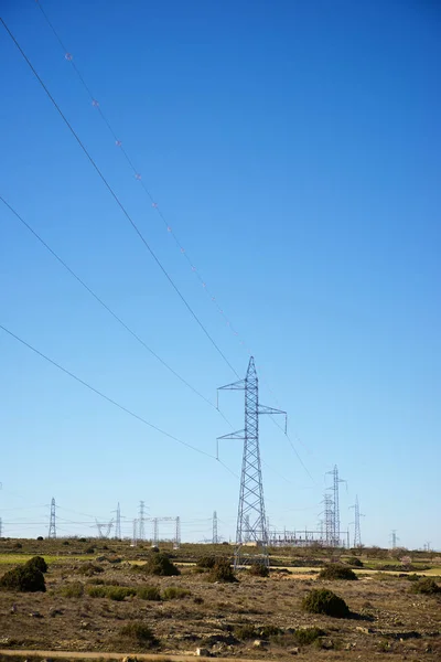 Subestação Eléctrica Linha Eléctrica Província Zaragoza Aragão Espanha — Fotografia de Stock