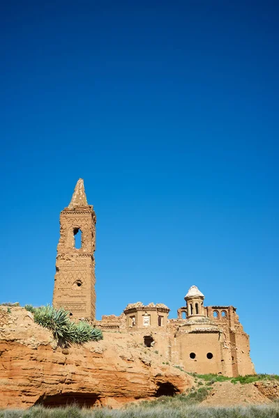 Ruínas Belchite Uma Cidade Bombardeada Durante Guerra Civil Espanhola Província — Fotografia de Stock