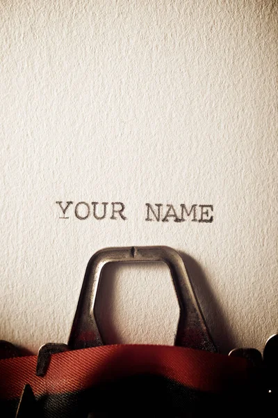 Frase Nombre Escrita Con Una Máquina Escribir — Foto de Stock