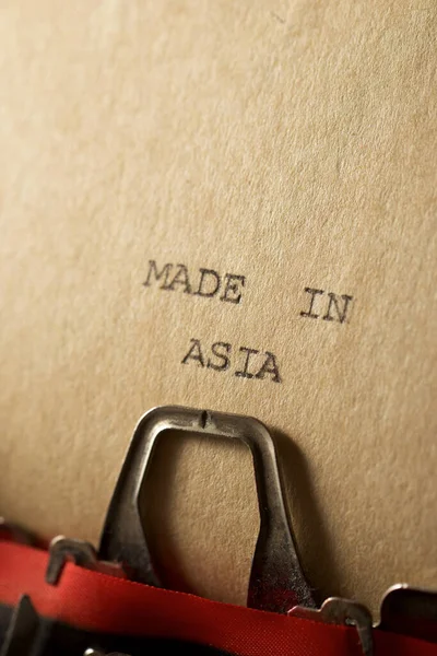 亚洲制造 这句话是用打字机写的 — 图库照片