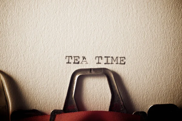 Phrase Tea Time Écrite Avec Une Machine Écrire — Photo