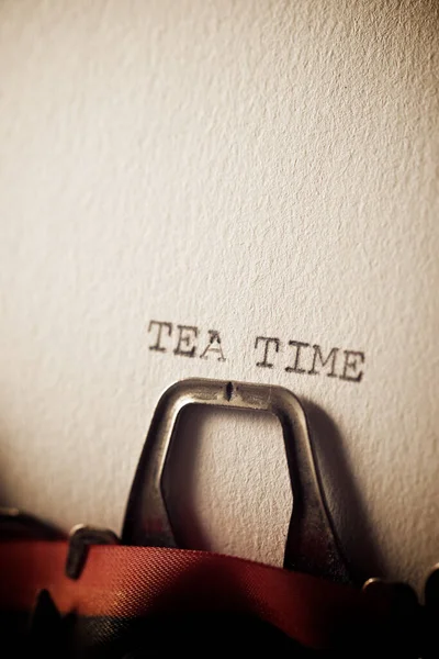 Frase Tea Time Scritta Con Una Macchina Scrivere — Foto Stock