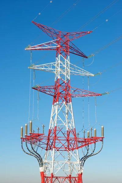 Linea Elettrica Cielo Limpido Nella Provincia Saragozza Aragona Spagna — Foto Stock