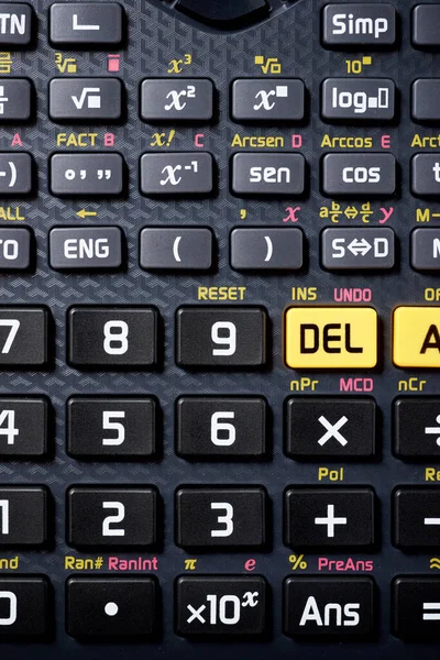 Close-up of buttons a scientific calculator.