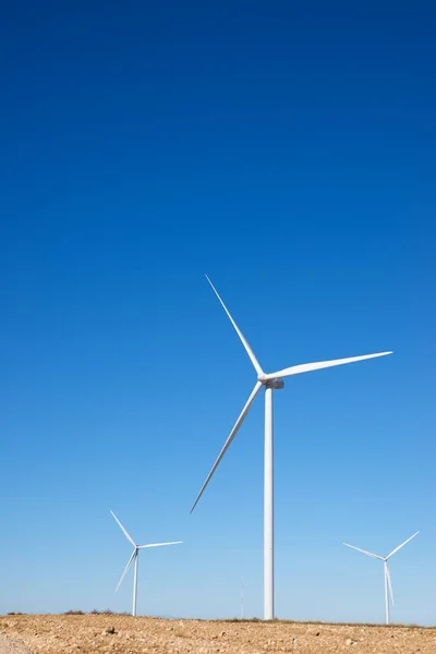 Molinos Viento Para Producción Energía Eléctrica Provincia Zaragoza Aragón España —  Fotos de Stock