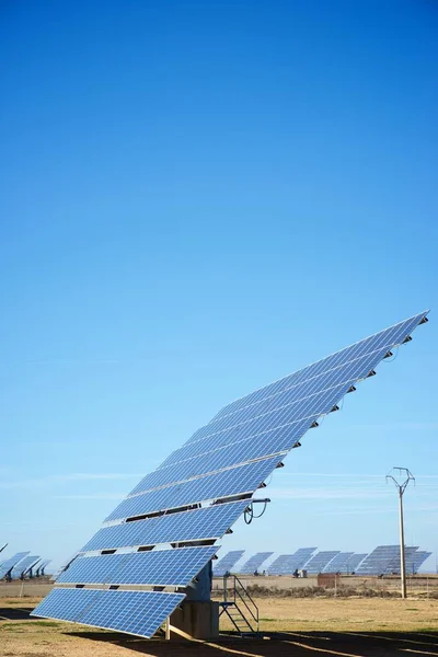 Величезні Сонячні Батареї Виробництва Електроенергії Провінції Сарагоса Арагон Іспанія — стокове фото