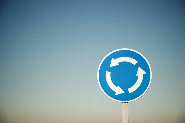 Panneau Signalisation Rond Point Ciel Dégagé Espagne — Photo