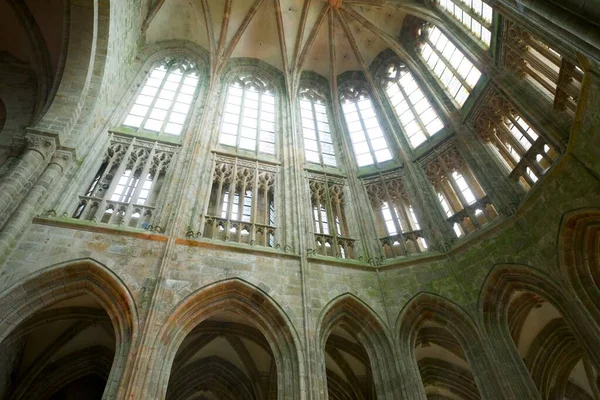 Mont Saint Michel Frankrijk Augustus 2014 Interieur Uitzicht Abdij Van — Stockfoto