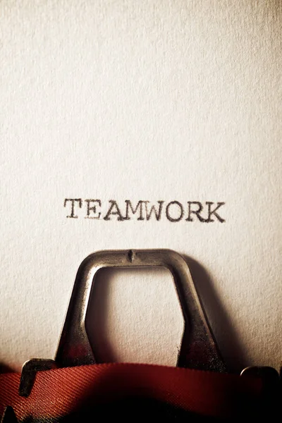 Het Woord Teamwork Geschreven Met Een Typemachine — Stockfoto