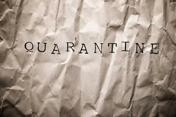 Mot Quarantaine Sur Papier Brun — Photo