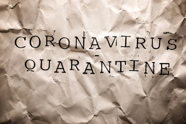 Coronavirus Quarantainetekst Bruin Papier — Stockfoto