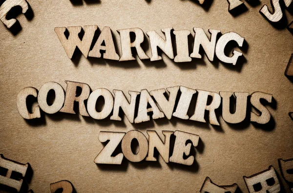 Waarschuwing Coronavirus Zone Zin Een Bruin Papier — Stockfoto