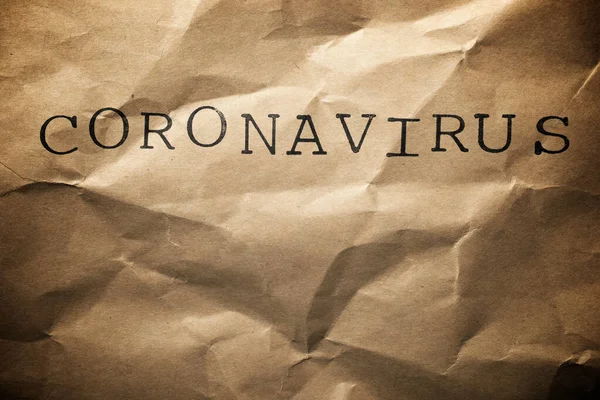 Coronavirus Mot Sur Papier Brun — Photo