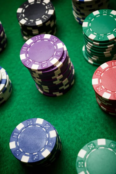 Uitzicht Gestapelde Casino Chips — Stockfoto