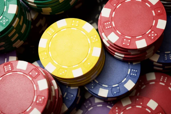 Uitzicht Gestapelde Casino Chips — Stockfoto