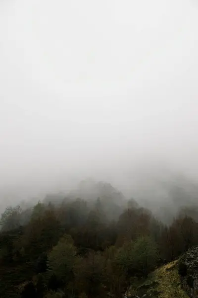 Ομίχλη Στην Κοιλάδα Lescun Πυρηναία Στη Γαλλία — Φωτογραφία Αρχείου
