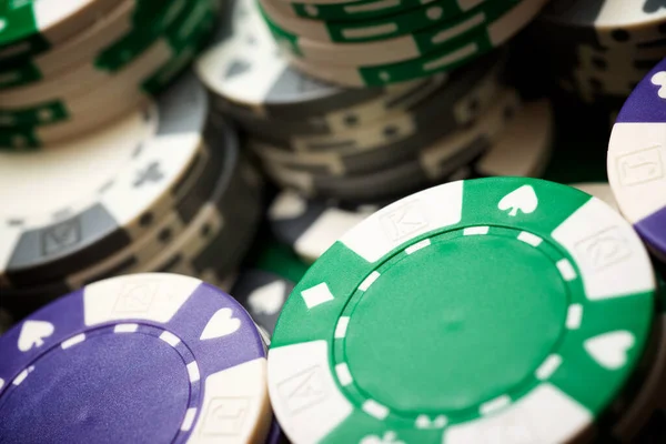 View Stacked Casino Chips — Stock Photo, Image