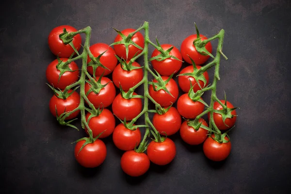 Cherry Tomatoes Black Table — Stock Photo, Image