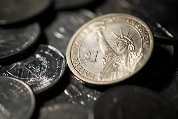 Group Quarter Dollar Coins One Dollar Coin — Stock Photo, Image