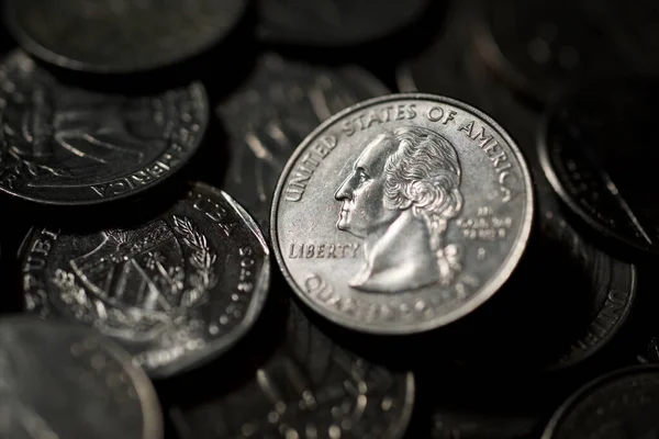 Group Quarter Dollar Coins — Stock Photo, Image