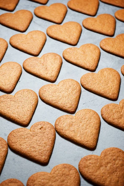 Heart Shaped Ginger Cookies Stone Table — Stock Photo, Image