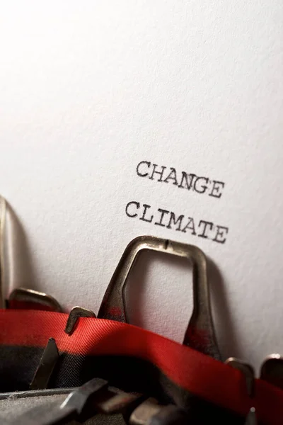 Ändra Klimattext Skriven Med Skrivmaskin — Stockfoto