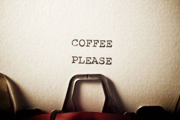 Kávé Kérem Írjon Sms Írógéppel — Stock Fotó