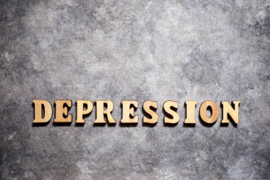 Gri kağıtta depresyon kelimesi.