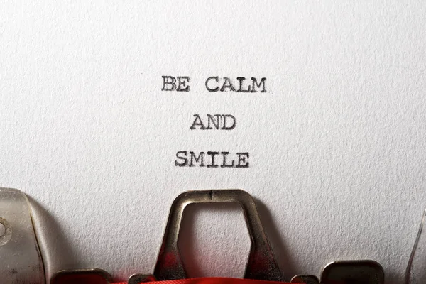 Calm Smile Text Written Typewriter — Stock Photo, Image