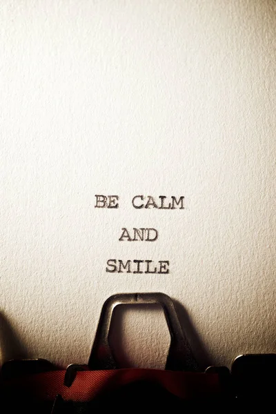 Calm Smile Text Written Typewriter — Stock Photo, Image