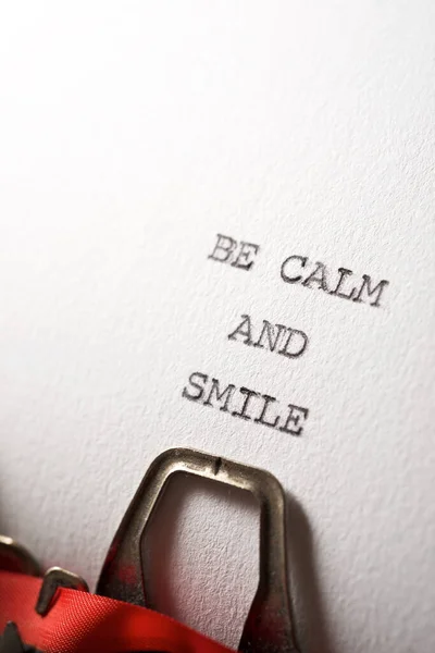 Calm Smile Text Written Typewriter — Stock Photo, Image