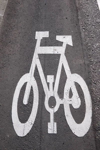 Bike Lane Sign Painted Street Zaragoza Spain — Stock Photo, Image