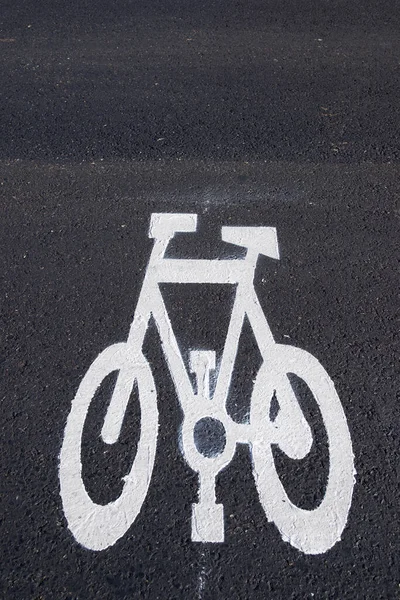 Cyklistická Značka Namalovaná Ulici Zaragoze Španělsko — Stock fotografie