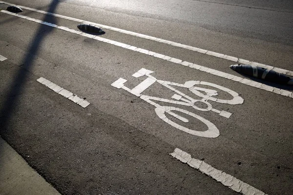Radfahrstreifen Schild Auf Einer Straße Saragossa Spanien — Stockfoto