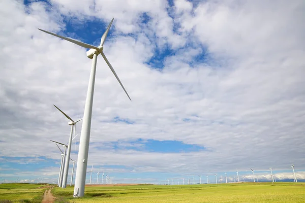 Moinhos Vento Para Produção Energia Eléctrica Província Zaragoza Aragão Espanha — Fotografia de Stock