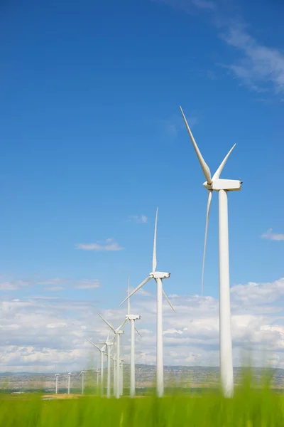 Molinos Viento Para Producción Energía Eléctrica Provincia Zaragoza Aragón España —  Fotos de Stock