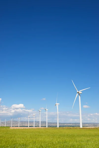 Molinos Viento Para Producción Energía Eléctrica Provincia Zaragoza Aragón España — Foto de Stock