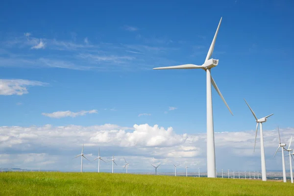 Moinhos Vento Para Produção Energia Eléctrica Província Zaragoza Aragão Espanha — Fotografia de Stock