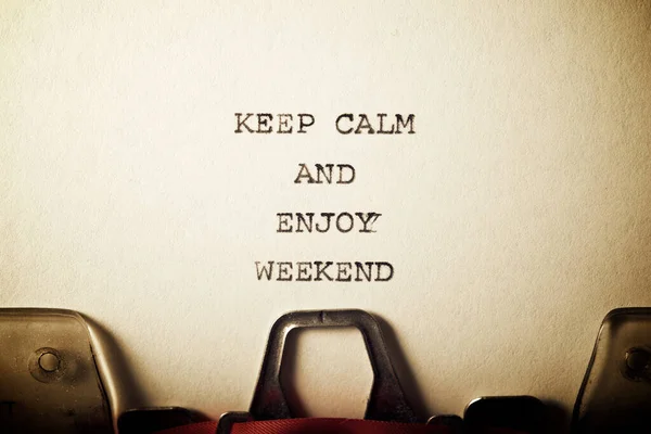 Keep Calm Enjoy Weekend Text Written Typewriter — Stock Photo, Image