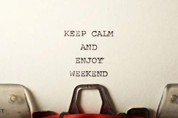 Keep Calm Enjoy Weekend Text Written Typewriter — Stock Photo, Image