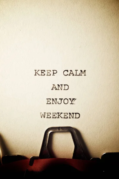 Keep Calm Enjoy Weekend Text Written Typewriter — Stock Photo, Image