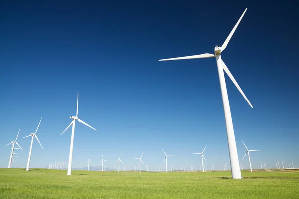 Moinhos Vento Para Produção Energia Eléctrica Província Zaragoza Aragão Espanha — Fotografia de Stock