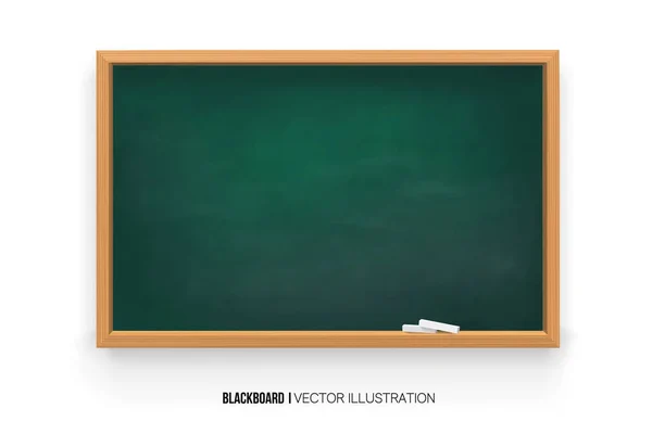 黒板3D 。木製のフレームの現実的な緑の黒板は、白い背景に隔離されています。学校やレストランのデザイン、メニューの背景。ベクトル — ストックベクタ
