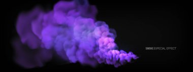 Siyah arka planda çok renkli bir duman var. Renkli sis bombaları. İzole sis ya da duman, şeffaf özel efekt. Parlak sihirli bulut, sis ya da sis. Tasarım için soyut illüstrasyon