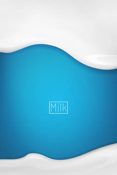 3d realista iogurte fluindo borda onda no fundo azul. respingo de leite branco ou fluxo de sorvete texture.element macio para publicidade, pacote design.vector —  Vetores de Stock