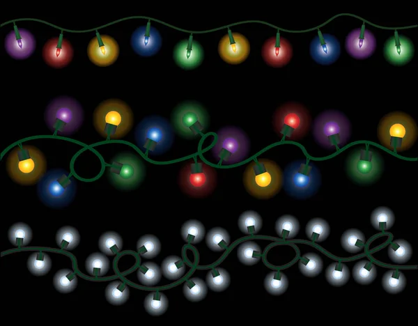 Set of New Year and Christmas vector lights — Stock Vector