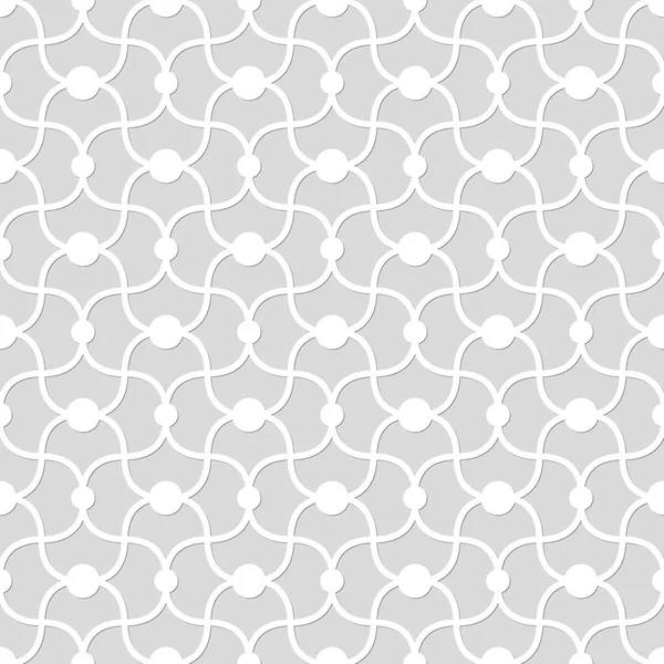 Nahtloses Muster von Punkten, die durch eine geschwungene Linie verbunden sind. Abstrakter Hintergrund. Vektorillustration. — Stockvektor