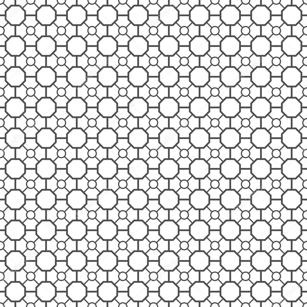 Seamless pattern of lines rhombuses and circles. Geometric wallp